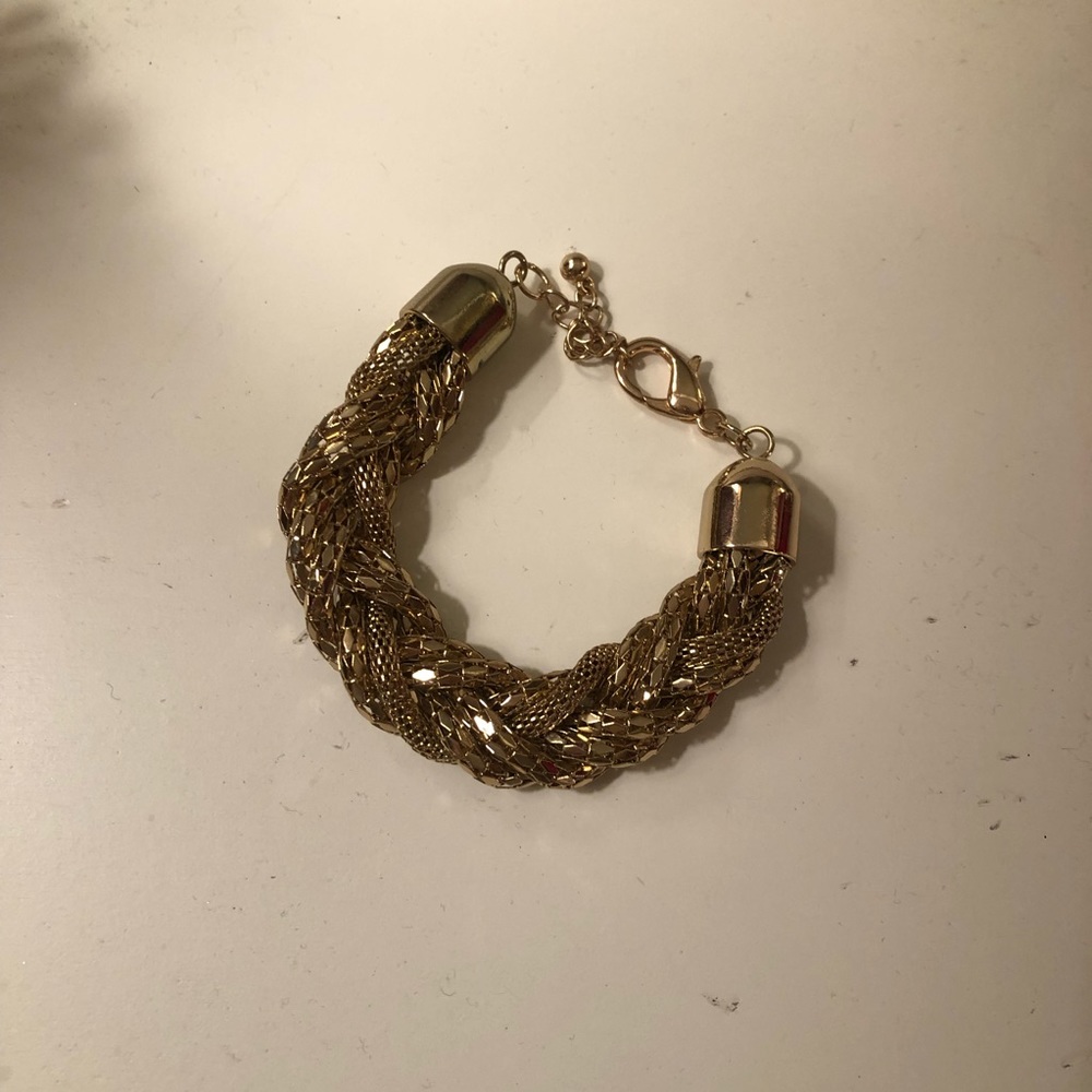 Gold Colored Thick Braided Bracelet